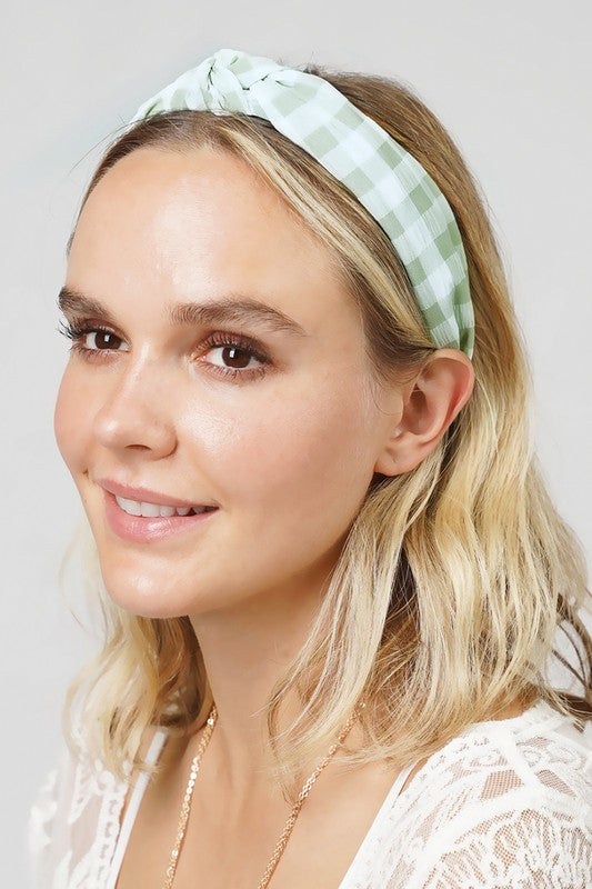 Gingham Check Knotted Headband