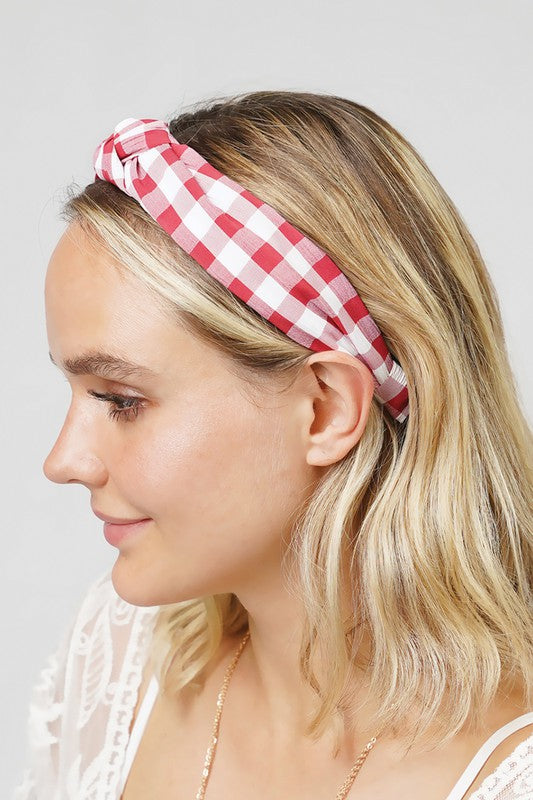 Gingham Check Knotted Headband