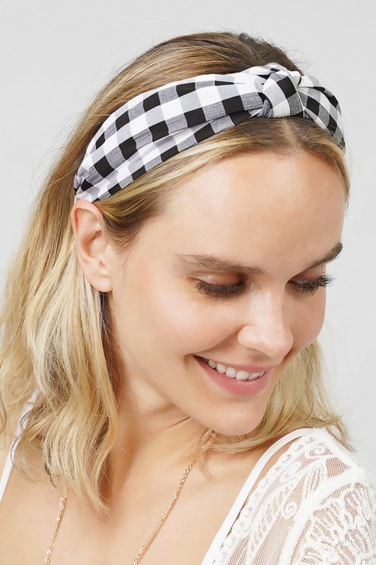 Gingham Check Knotted Headband