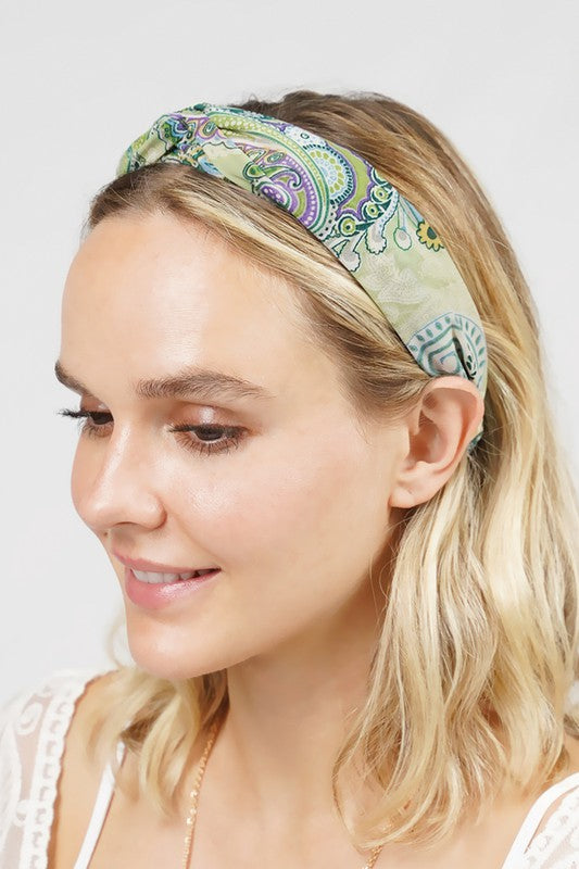 Soft Paisley Print Twisted Headband
