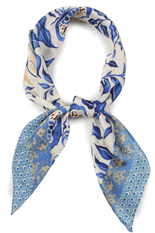 Floral Printed Satin Scarf/HeadWrap
