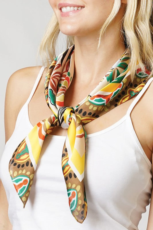 Abstract Print Satin Scarf/HeadWrap