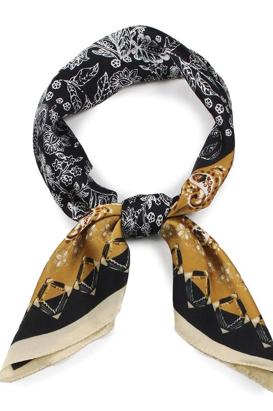 Elephant Paisley Print Satin Scarf Wrap