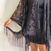 Elegant Lace Fringed Kimono