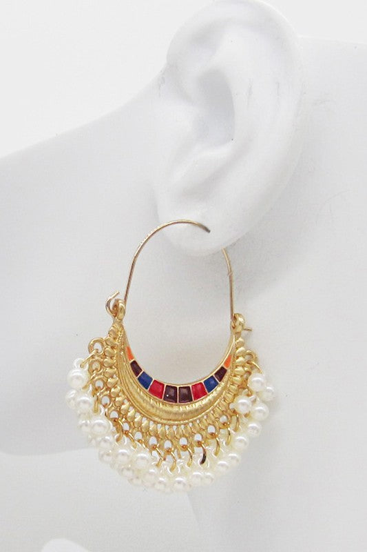 Pearl Kidney Wire Statement Earrings