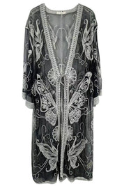 Butterfly Pattern Laced Kimono