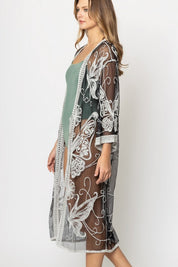 Butterfly Pattern Laced Kimono