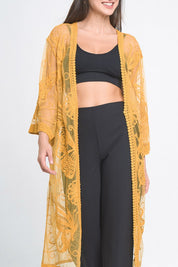 Butterfly Pattern Laced Kimono