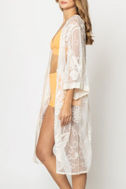 Butterfly Pattern Laced Kimono
