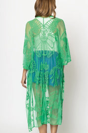 Butterfly Pattern Laced Kimono