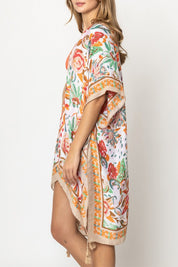 Floral Printed Kimono with Tassels