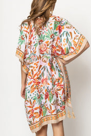 Floral Printed Kimono with Tassels