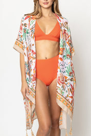 Floral Printed Kimono with Tassels