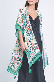 Floral Printed Kimono with Tassels