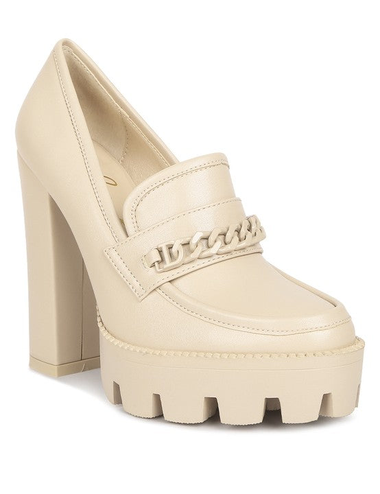 Corinne Chain Embellished Chunky Loafers