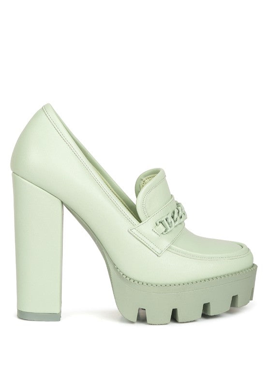 Corinne Chain Embellished Chunky Loafers