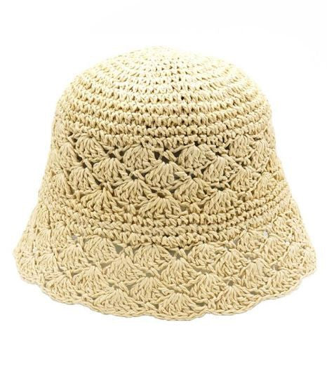 HANDMADE CROCHET FOLDABLE STRAW BUCKET HAT