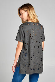 Distressed High Low Top