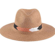 PANAMA BRIM SUMMER HAT WITH BRAIDED STRIPE ACCENT