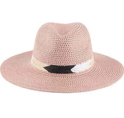 PANAMA BRIM SUMMER HAT WITH BRAIDED STRIPE ACCENT