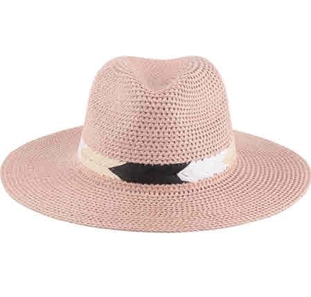 PANAMA BRIM SUMMER HAT WITH BRAIDED STRIPE ACCENT