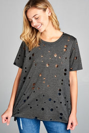 Distressed High Low Top