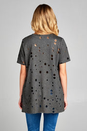 Distressed High Low Top