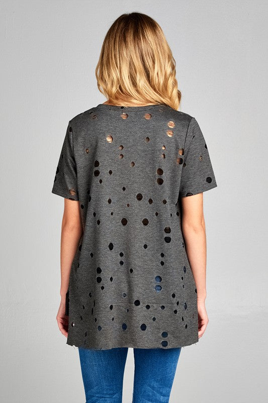 Distressed High Low Top
