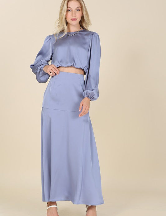 Dressed Up Satin Two Piece Mermaid Dress Set