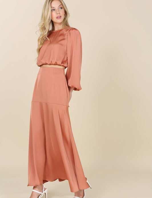 Dressed Up Satin Two Piece Mermaid Dress Set