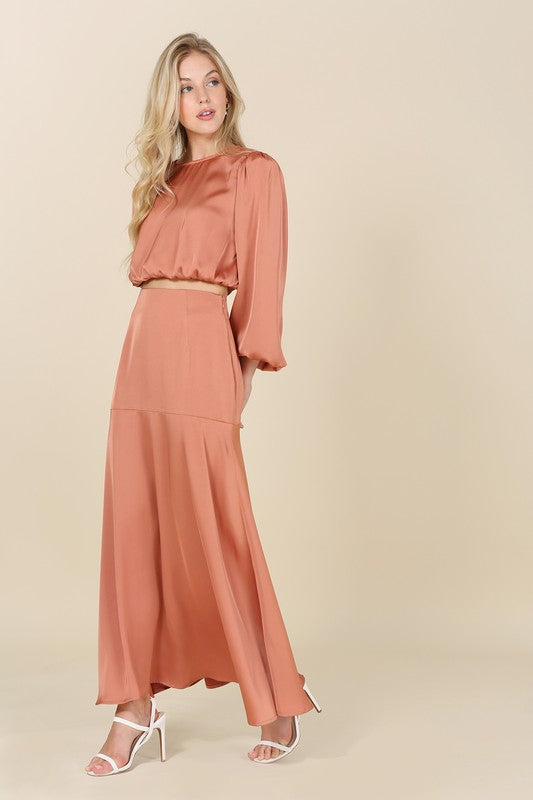 Dressed Up Satin Two Piece Mermaid Dress Set