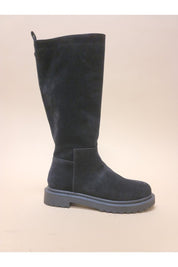 Women's Suede Block Heel Long Boots with Side Zipper