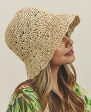 HANDMADE CROCHET FOLDABLE STRAW BUCKET HAT