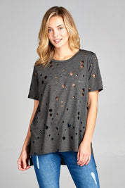 Distressed High Low Top