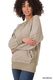 PIGMENT DYED FRENCH TERRY PULLOVER WITH POCKETS